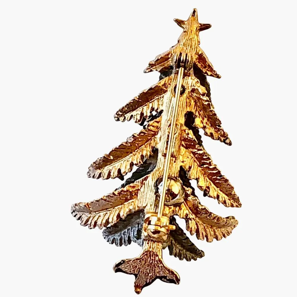 ART Arthur Pepper Vintage Christmas Tree Brooch Multi-Color Rhinestones signed